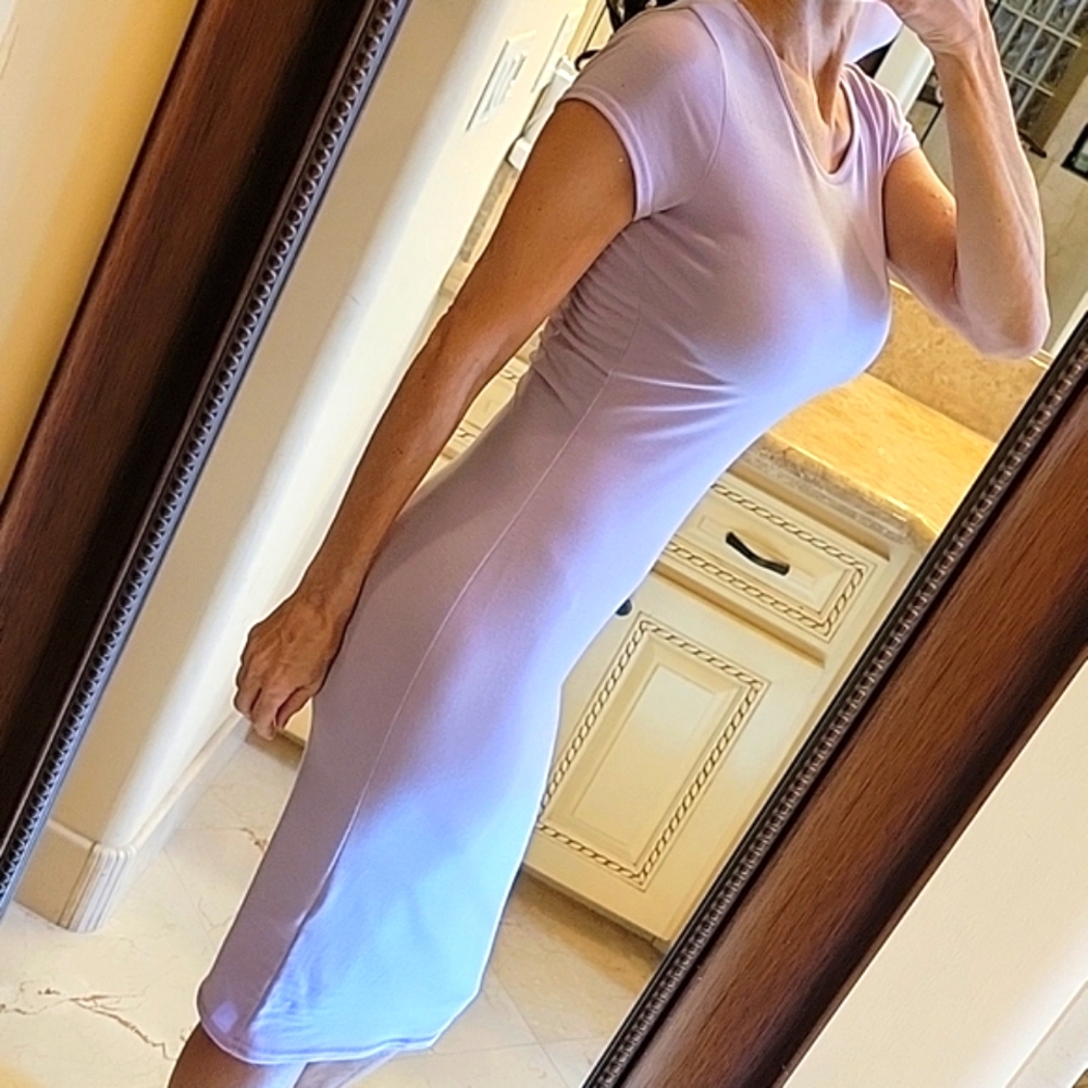 Boohoo Lilac Short Sleeve Midi Bodycon Dress